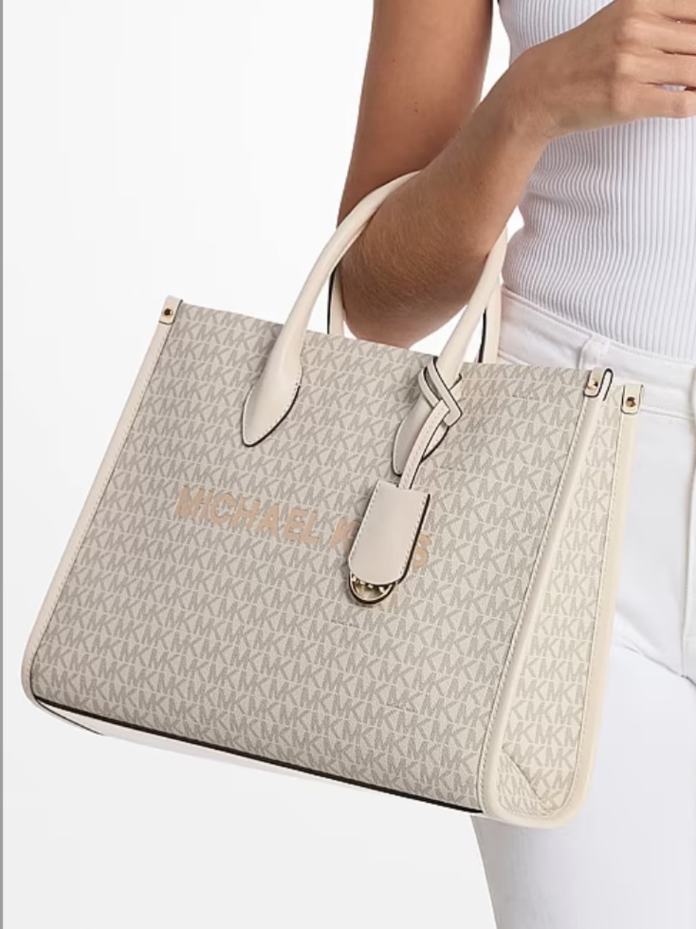 Michael Kors Mirella Medium Signature Logo Tote Shoulder Bag Crossbody - Picture 14 of 14